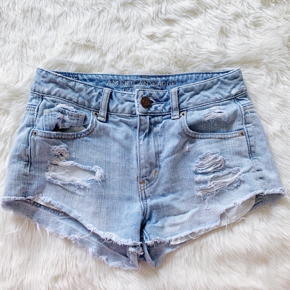 American Eagle Outfitters Pants - American Eagle AEO Light Wash Distressed Shorts 2